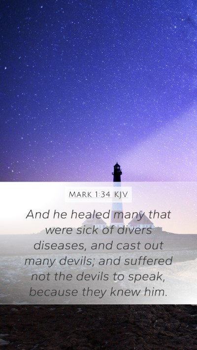 Mark 1:34 KJV Bible Verse Image
