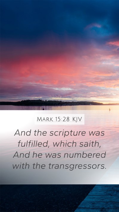 Mark 15:28 KJV Mobile Phone Wallpaper - And the scripture was fulfilled, which saith, And - Mobile Bible Verse Wallpaper
