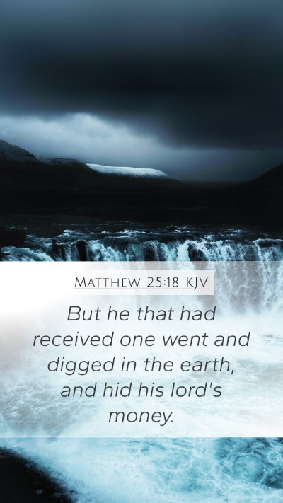 Matthew 25:18 KJV Mobile Phone Wallpaper - But he that had received one went and digged in - Mobile Bible Verse Wallpaper