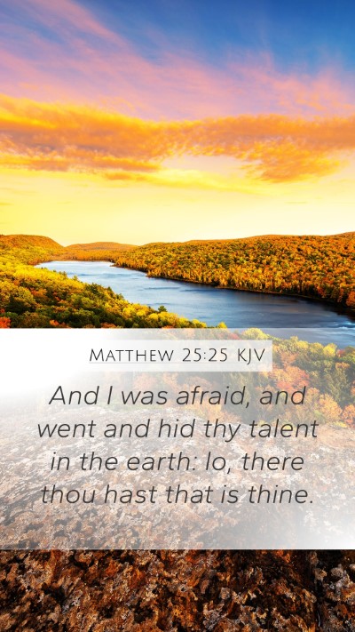 Matthew 25:25 KJV Mobile Phone Wallpaper - And I was afraid, and went and hid thy talent in - Mobile Bible Verse Wallpaper