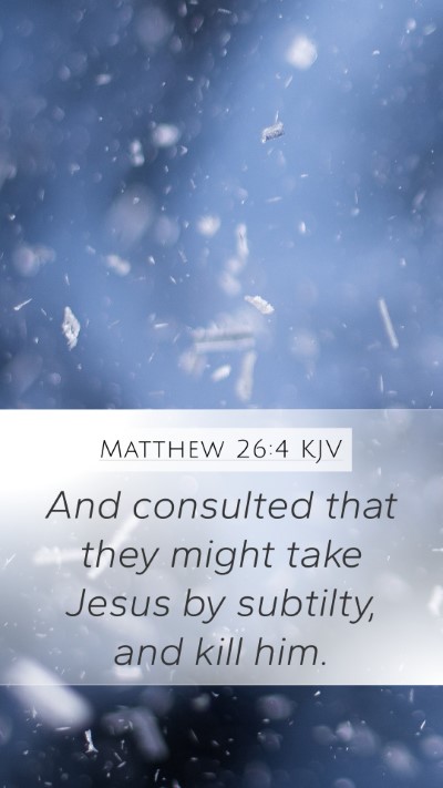 Matthew 26:4 KJV Bible Verse Image