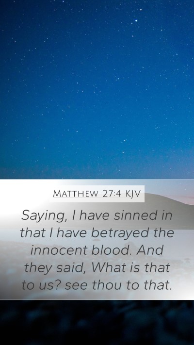Matthew 27:4 KJV Bible Verse Image
