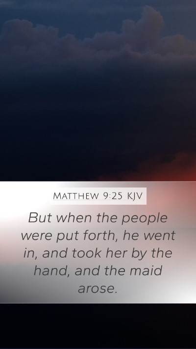Matthew 9:25 KJV Mobile Phone Wallpaper - But when the people were put forth, he went in, - Mobile Bible Verse Wallpaper