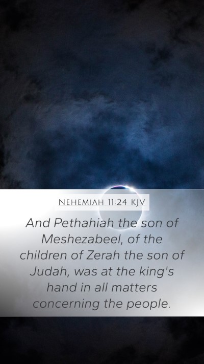 Nehemiah 11:24 KJV Mobile Phone Wallpaper - And Pethahiah the son of Meshezabeel, of the - Mobile Bible Verse Wallpaper