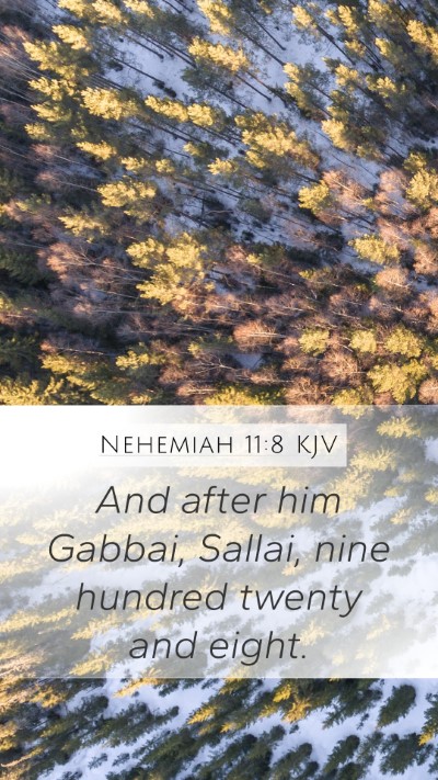 Nehemiah 11:8 KJV Mobile Phone Wallpaper - And after him Gabbai, Sallai, nine hundred twenty - Mobile Bible Verse Wallpaper