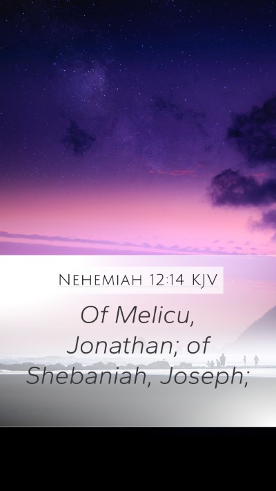 Nehemiah 12:14 KJV Mobile Phone Wallpaper - Of Melicu, Jonathan; of Shebaniah, - Mobile Bible Verse Wallpaper