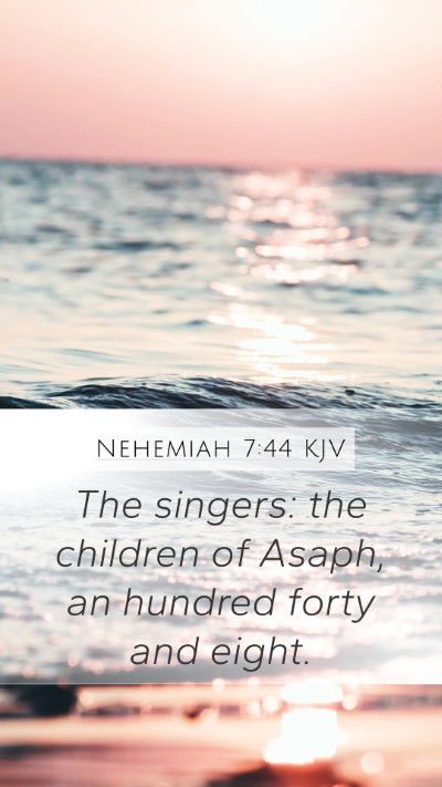Nehemiah 7:44 KJV Mobile Phone Wallpaper - The singers: the children of Asaph, an hundred - Mobile Bible Verse Wallpaper
