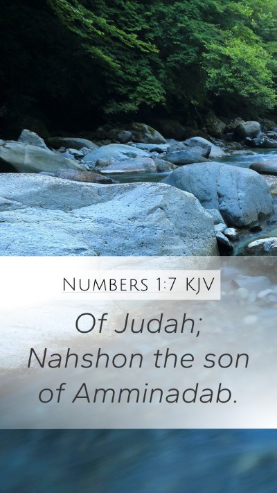 Numbers 1:7 KJV Mobile Phone Wallpaper - Of Judah; Nahshon the son of - Mobile Bible Verse Wallpaper