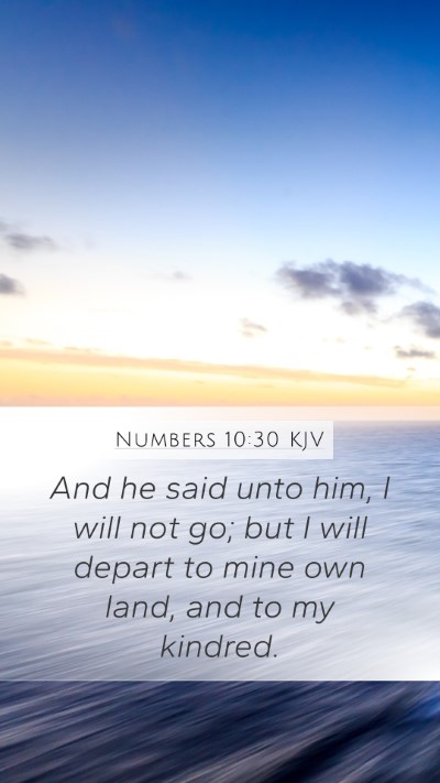 Numbers 10:30 KJV Mobile Phone Wallpaper - And he said unto him, I will not go; but I will - Mobile Bible Verse Wallpaper