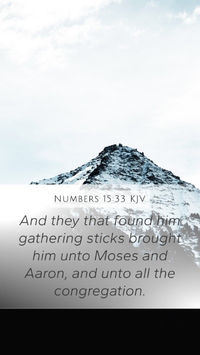 Numbers 15:33 KJV Mobile Phone Wallpaper - And they that found him gathering sticks brought - Mobile Bible Verse Wallpaper