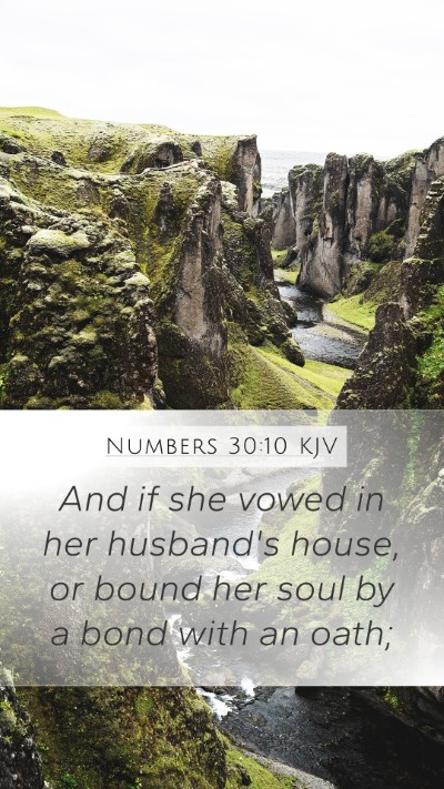Numbers 30:10 KJV Mobile Phone Wallpaper - And if she vowed in her husband's house, or bound - Mobile Bible Verse Wallpaper