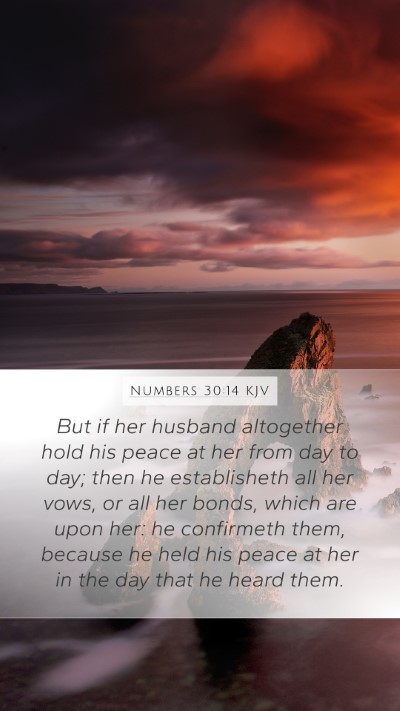 Numbers 30:14 KJV Mobile Phone Wallpaper - But if her husband altogether hold his peace at - Mobile Bible Verse Wallpaper
