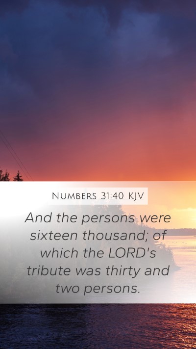 Numbers 31:40 KJV Mobile Phone Wallpaper - And the persons were sixteen thousand; of which - Mobile Bible Verse Wallpaper