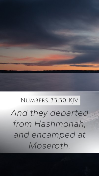Numbers 33:30 KJV Mobile Phone Wallpaper - And they departed from Hashmonah, and encamped at - Mobile Bible Verse Wallpaper