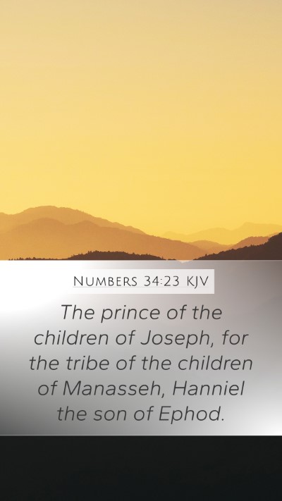 Numbers 34:23 KJV Mobile Phone Wallpaper - The prince of the children of Joseph, for the - Mobile Bible Verse Wallpaper