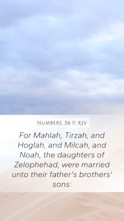 Numbers 36:11 KJV Mobile Phone Wallpaper - For Mahlah, Tirzah, and Hoglah, and Milcah, and - Mobile Bible Verse Wallpaper