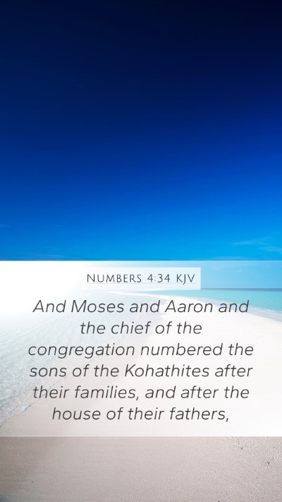 Numbers 4:34 KJV Mobile Phone Wallpaper - And Moses and Aaron and the chief of the - Mobile Bible Verse Wallpaper