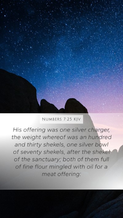 Numbers 7:25 KJV Mobile Phone Wallpaper - His offering was one silver charger, the weight - Mobile Bible Verse Wallpaper