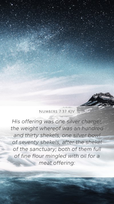 Numbers 7:37 KJV Mobile Phone Wallpaper - His offering was one silver charger, the weight - Mobile Bible Verse Wallpaper