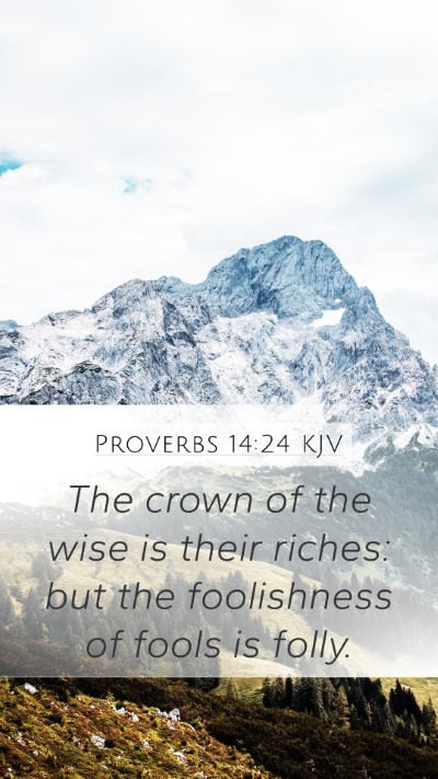 Proverbs 14:24 KJV Mobile Phone Wallpaper - The crown of the wise is their riches: but the - Mobile Bible Verse Wallpaper