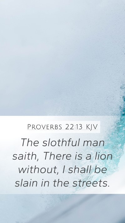 Proverbs 22:13 KJV Mobile Phone Wallpaper - The slothful man saith, There is a lion without, - Mobile Bible Verse Wallpaper