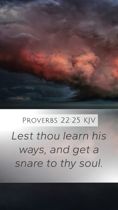 Proverbs 22:25 KJV Mobile Phone Wallpaper - Lest thou learn his ways, and get a snare to thy - Mobile Bible Verse Wallpaper