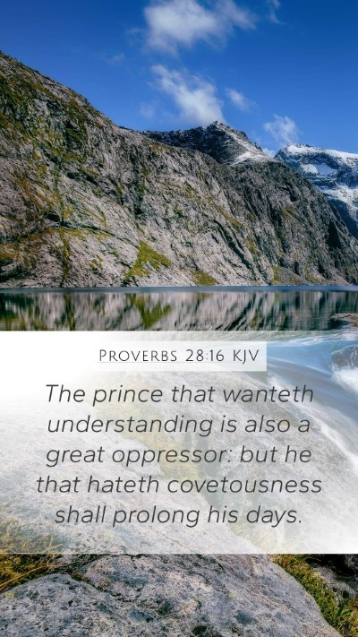 Proverbs 28:16 KJV Bible Verse Image