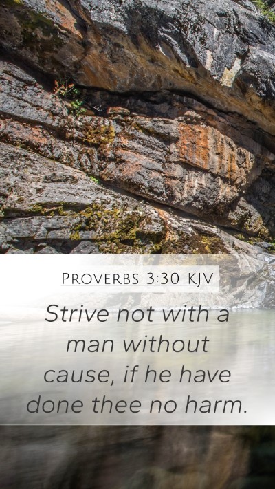Proverbs 3:30 KJV Mobile Phone Wallpaper - Strive not with a man without cause, if he have - Mobile Bible Verse Wallpaper