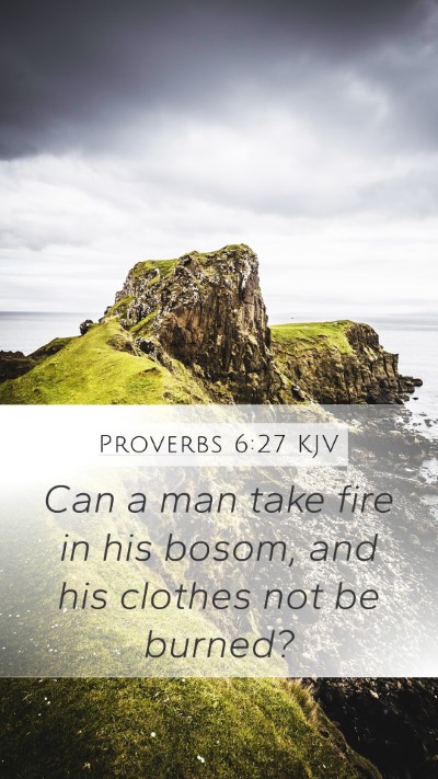 Proverbs 6:27 KJV Mobile Phone Wallpaper - Can a man take fire in his bosom, and his clothes - Mobile Bible Verse Wallpaper