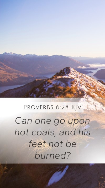Proverbs 6:28 KJV Mobile Phone Wallpaper - Can one go upon hot coals, and his feet not be - Mobile Bible Verse Wallpaper