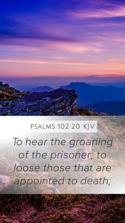 Psalms 102:20 KJV Mobile Phone Wallpaper - To hear the groaning of the prisoner; to loose - Mobile Bible Verse Wallpaper
