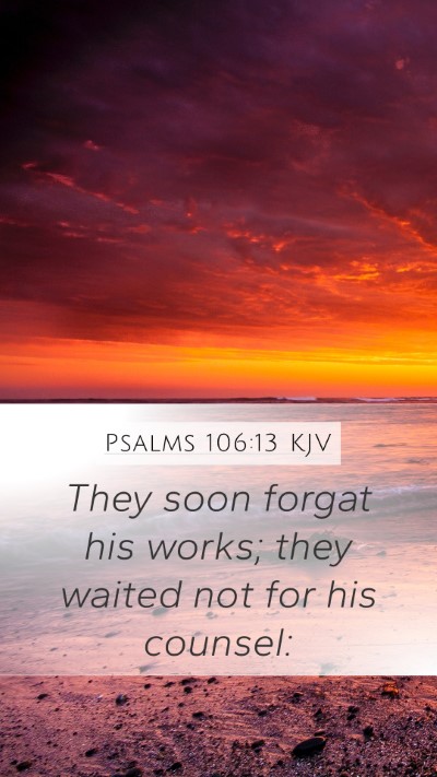 Psalms 106:13 KJV Bible Verse Image