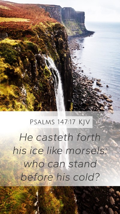 Psalms 147:17 KJV Mobile Phone Wallpaper - He casteth forth his ice like morsels: who can - Mobile Bible Verse Wallpaper