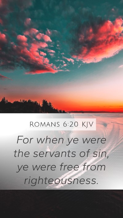 Romans 6:20 KJV Mobile Phone Wallpaper - For when ye were the servants of sin, ye were - Mobile Bible Verse Wallpaper