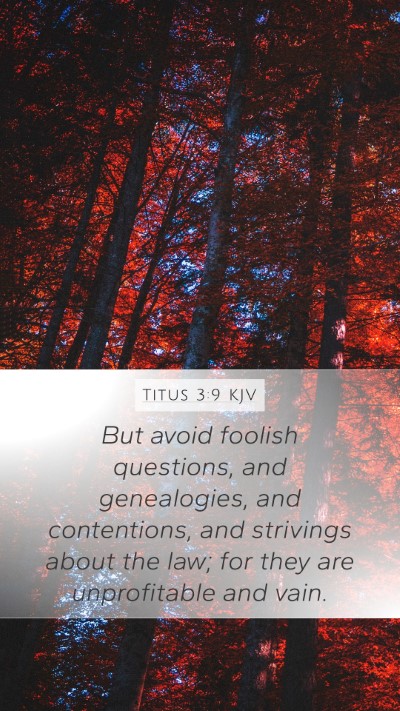 Titus 3:9 KJV Bible Verse Image