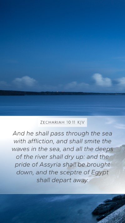 Zechariah 10:11 KJV Bible Verse Image