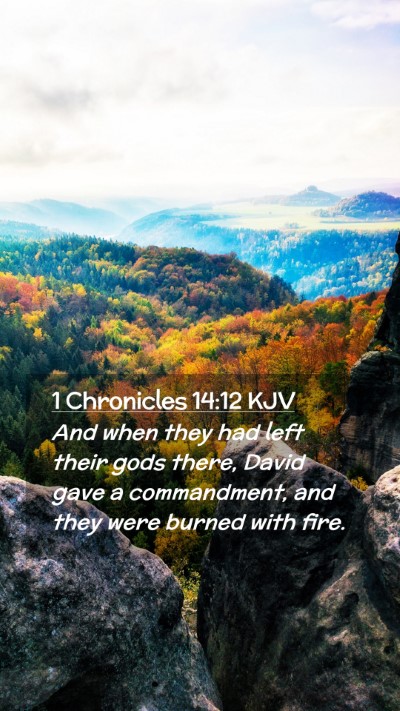 Picture 02 - 1 Chronicles 14:12 KJV Mobile Phone Wallpaper - And when they had left their gods there, David - Mobile Bible Verse Wallpaper