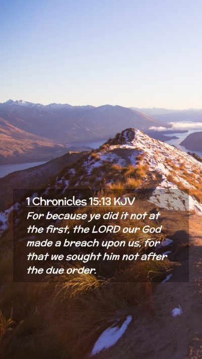 Picture 02 - 1 Chronicles 15:13 KJV Mobile Phone Wallpaper - For because ye did it not at the first, the LORD - Mobile Bible Verse Wallpaper