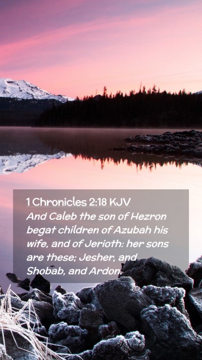 Picture 02 - 1 Chronicles 2:18 KJV Mobile Phone Wallpaper - And Caleb the son of Hezron begat children of - Mobile Bible Verse Wallpaper
