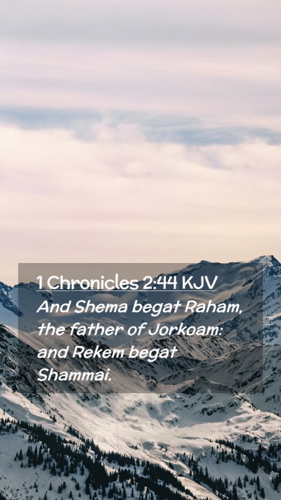 Picture 02 - 1 Chronicles 2:44 KJV Mobile Phone Wallpaper - And Shema begat Raham, the father of Jorkoam: and - Mobile Bible Verse Wallpaper