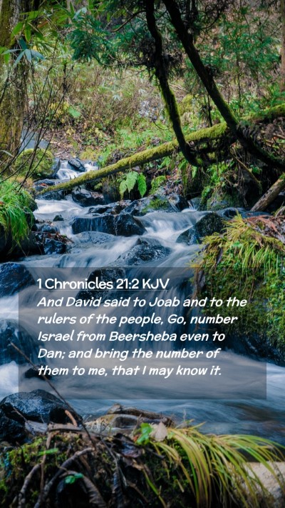 Picture 02 - 1 Chronicles 21:2 KJV Mobile Phone Wallpaper - And David said to Joab and to the rulers of the - Mobile Bible Verse Wallpaper
