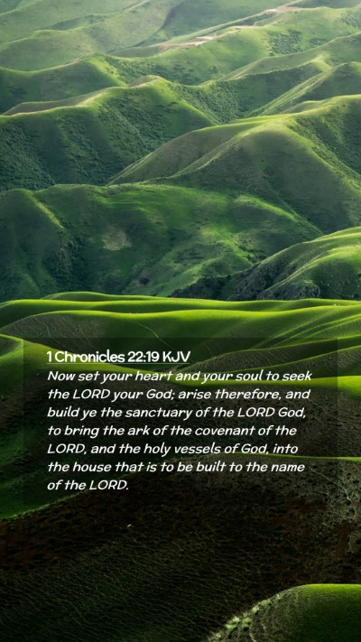 Picture 02 - 1 Chronicles 22:19 KJV Mobile Phone Wallpaper - Now set your heart and your soul to seek the LORD - Mobile Bible Verse Wallpaper