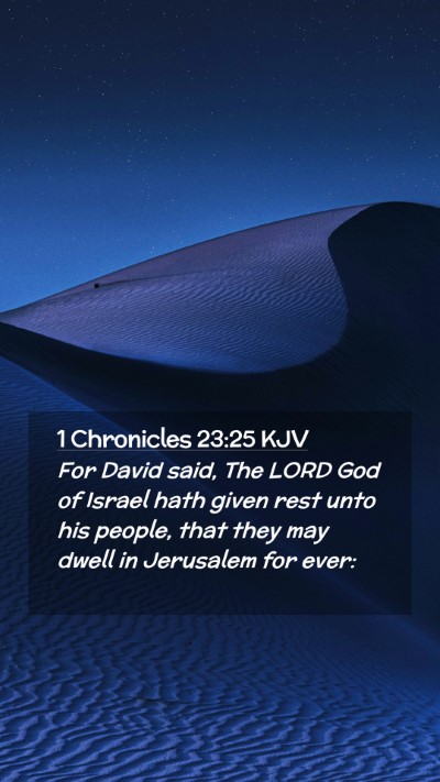 Picture 02 - 1 Chronicles 23:25 KJV Mobile Phone Wallpaper - For David said, The LORD God of Israel hath given - Mobile Bible Verse Wallpaper