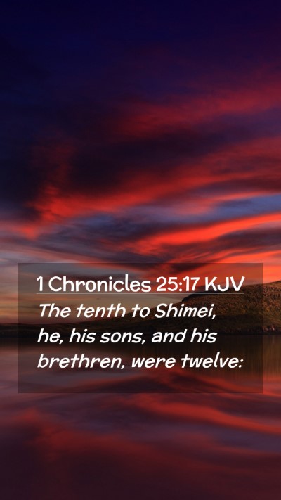 Picture 02 - 1 Chronicles 25:17 KJV Mobile Phone Wallpaper - The tenth to Shimei, he, his sons, and his - Mobile Bible Verse Wallpaper