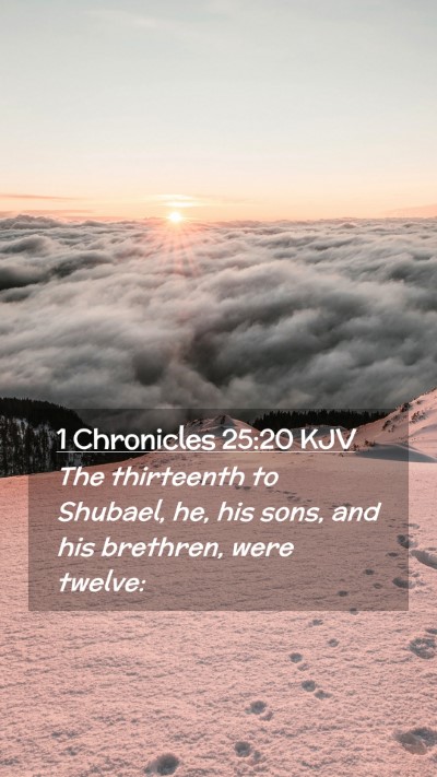 Picture 02 - 1 Chronicles 25:20 KJV Mobile Phone Wallpaper - The thirteenth to Shubael, he, his sons, and his - Mobile Bible Verse Wallpaper