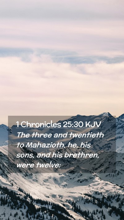 Picture 02 - 1 Chronicles 25:30 KJV Mobile Phone Wallpaper - The three and twentieth to Mahazioth, he, his - Mobile Bible Verse Wallpaper