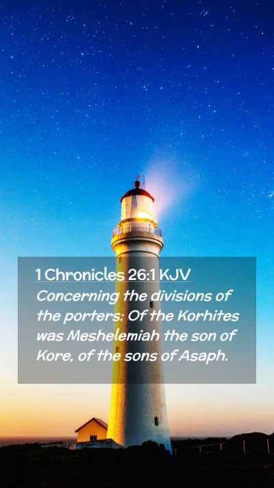 Picture 02 - 1 Chronicles 26:1 KJV Mobile Phone Wallpaper - Concerning the divisions of the porters: Of the - Mobile Bible Verse Wallpaper