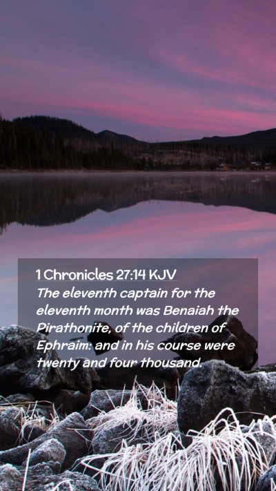 Picture 02 - 1 Chronicles 27:14 KJV Mobile Phone Wallpaper - The eleventh captain for the eleventh month was - Mobile Bible Verse Wallpaper