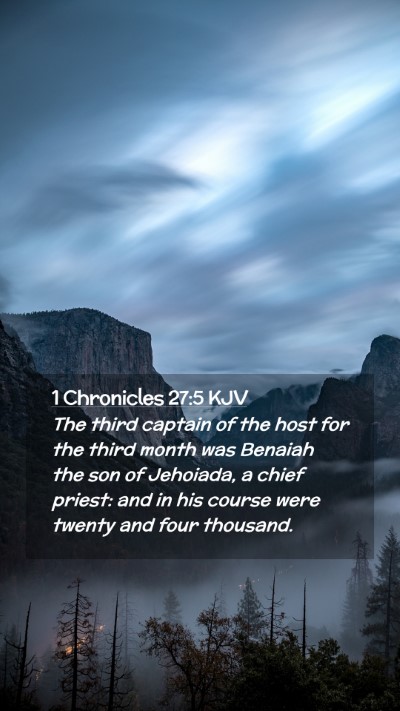 Picture 02 - 1 Chronicles 27:5 KJV Mobile Phone Wallpaper - The third captain of the host for the third month - Mobile Bible Verse Wallpaper