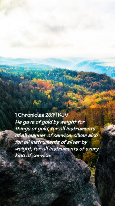 Picture 02 - 1 Chronicles 28:14 KJV Mobile Phone Wallpaper - He gave of gold by weight for things of gold, for - Mobile Bible Verse Wallpaper